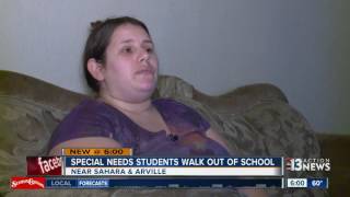 Special needs students walk out of school