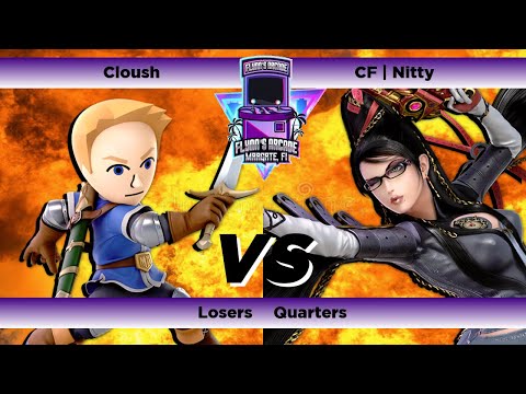 Flynn's Arcade 058 Losers Quarters - Cloush (Mii Swordfighter)Vs CF | Nitty (Bayonetta) Ssbu Tourney