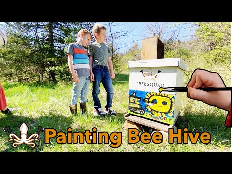 Painting Bee Hive For Our Off Grid Cabin