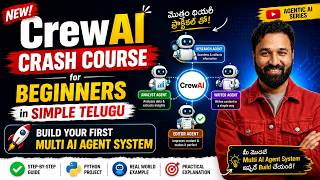 🚀 CrewAI Crash Course for Beginners in Simple Telugu | Build Your First Multi AI Agent System