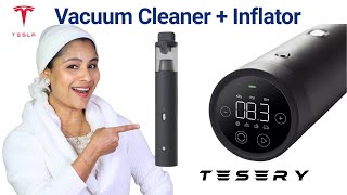 Keep Your Tesla Spotless! Tesery 2 in 1 Vacuum Cleaner & Tire Inflator Review & Demo