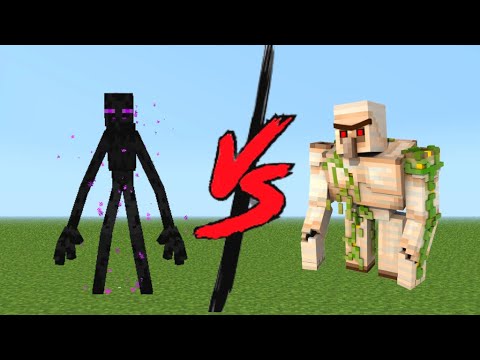 Mutant Enderman vs Iron Golem in Minecraft Mob Battle