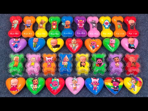 Pinkfong Slime 🎨 Cocomelon Slime Heart! Mix Colors with JJ & TomTom Satisfying ASMR