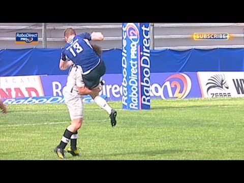 Mauro Bergamaso's tackle on Brian O'Driscoll without the ball - Zebre v Leinster 21st Apr 2013