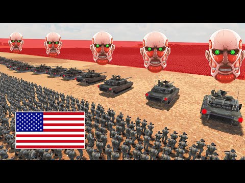 Modern US ARMY vs SPEAR ZOMBIES & COLOSSAL TITAN | Ultimate Epic Battle Simulator 2 UEBS 2