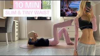 10 MIN SMALL WAIST PILATES WORKOUT // FLAT ABS & SLIM WAIST