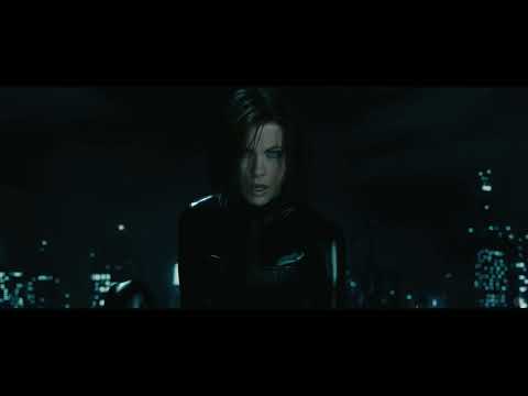End-card trailer frame — blue-steel serif credits as the Evanescence remix takes over