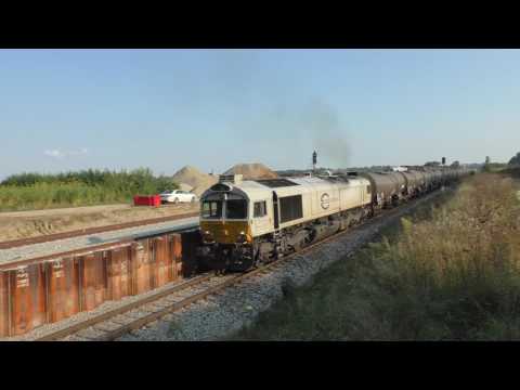 (HD) Class 66 Super Power: Euro Cargo Rail 247 057 & 247 038 Power into Tussling - 27/9/16