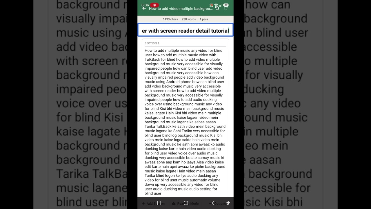 Add multiple background music any video with audio ducking for blind add background music
