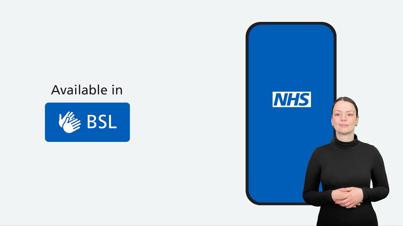 The NHS App home screen (BSL)