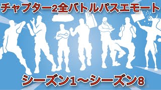 【フォートナイト】チャプター2シーズン1〜8のバトルパスエモート