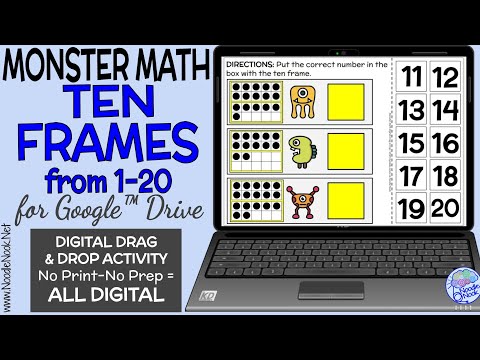 Monster Math- Ten Frames to 20 (Digital Drag & Drop) PREVIEW via Noodle Nook