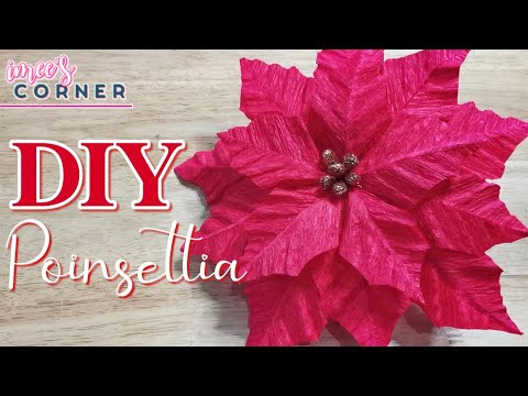 How to make Poinsettia using Crepe Paper for Christmas Decoration Ideas || DIY Poinsettia flower