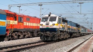 preview picture of video 'SINGLE LINE TRAINS CROSSINGS | GUNTUR - SECUNDERABAD SECTION | BANDARUPALLE | INDIAN RAILWAYS'