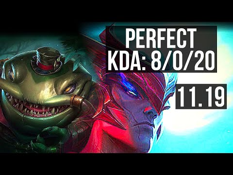 TAHM KENCH vs YONE (TOP) | 8/0/20, Legendary, 900K mastery | BR Diamond | v11.19