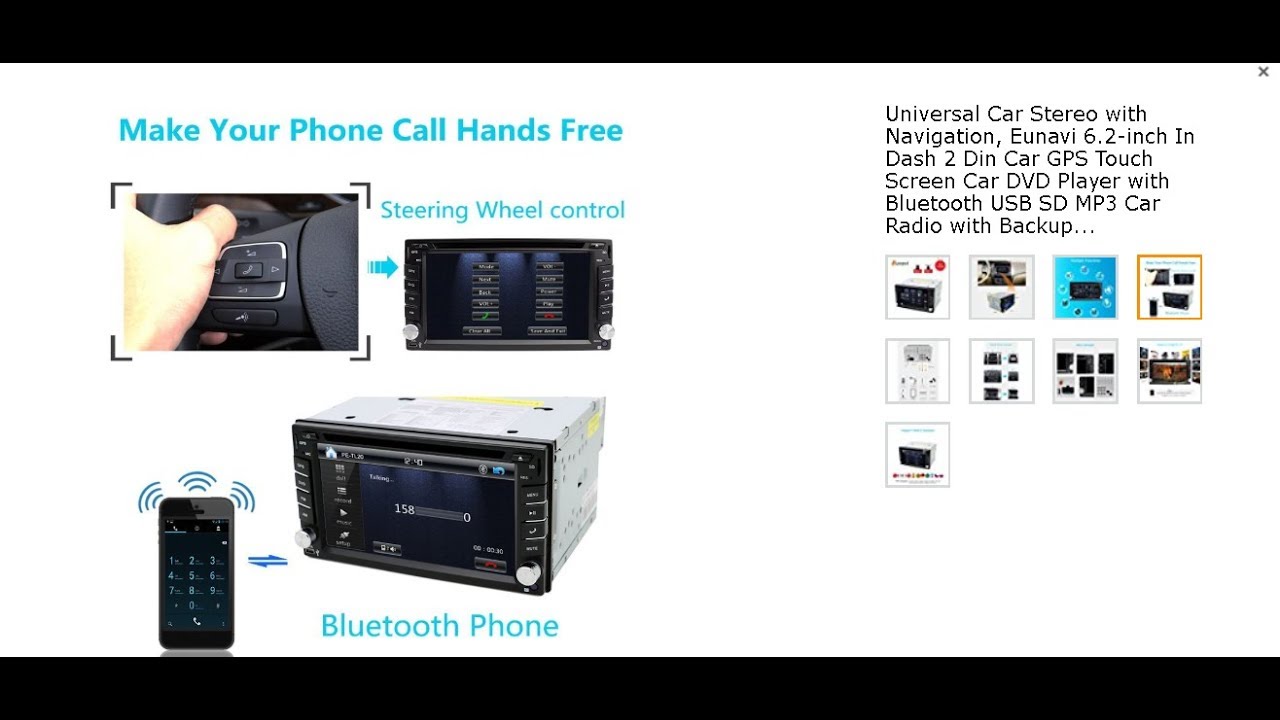 Universal Car Stereo with Navigation Review-Eunavi 6.2-inch In Dash 2 Din Car GPS Touch Screen Car