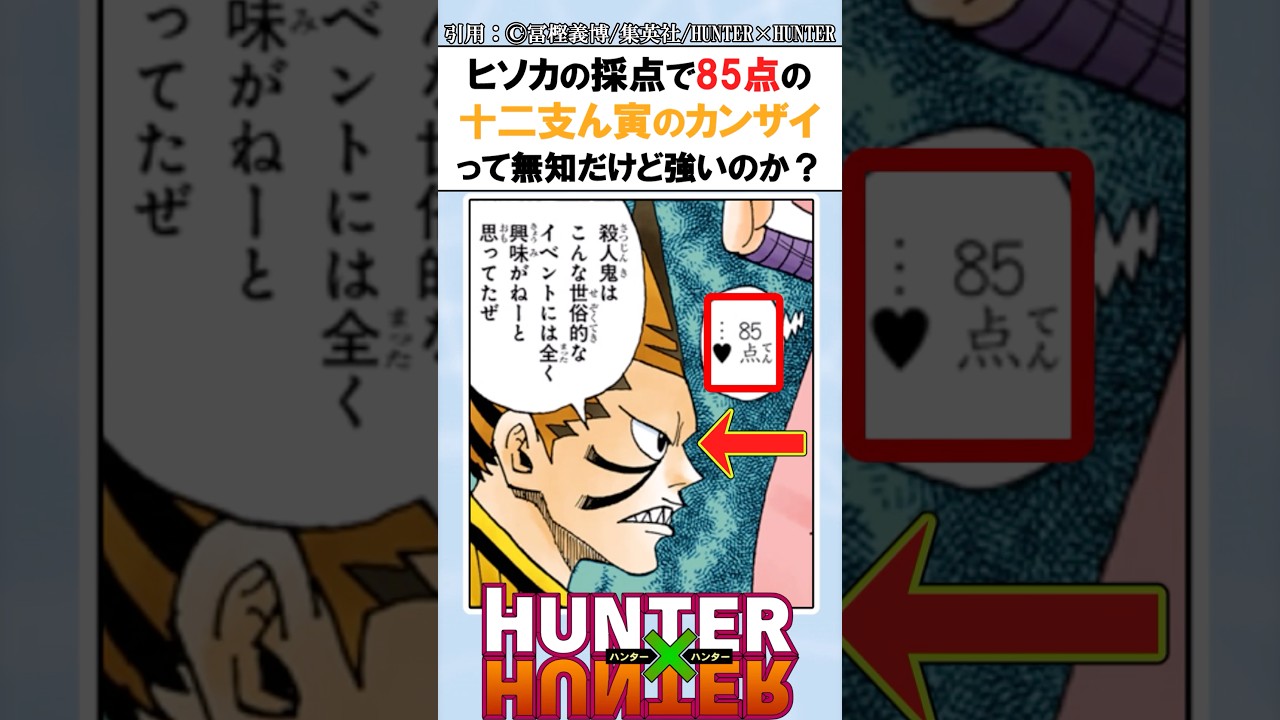 ヒソカの採点で85点の十二支ん寅のカンザイって無知だけど強いのか？ #ハンターハンター反応集 #ハンターハンター #shorts
