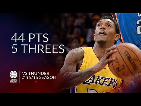Lou Williams 44 pts 5 threes vs Thunder 15/16 season