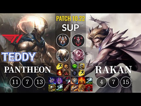 T1 Teddy Pantheon vs Rakan Sup - KR Patch 10.22