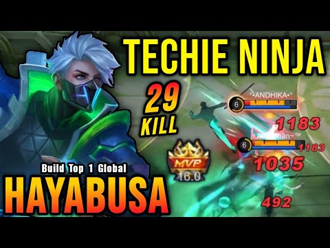29 Kills!! Techie Ninja Hayabusa New ELITE Skin!! - Build Top 1 Global Hayabusa ~ MLBB