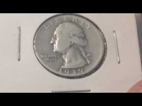 USA 25 Cent Quarter 1939 Silver Coin