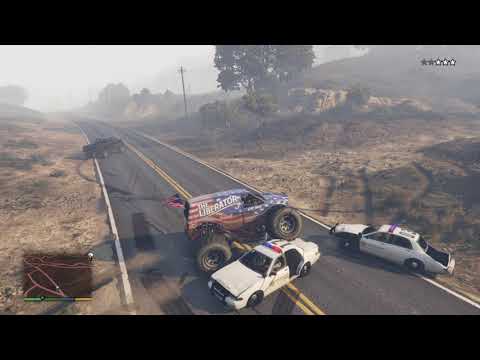 GTA 5 Monster Truck Crazy Escape Police Chase and Crashes