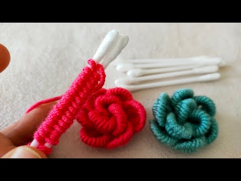 Amazing Woolen Flower Craft Ideas with Cotton Buds-easy rose making