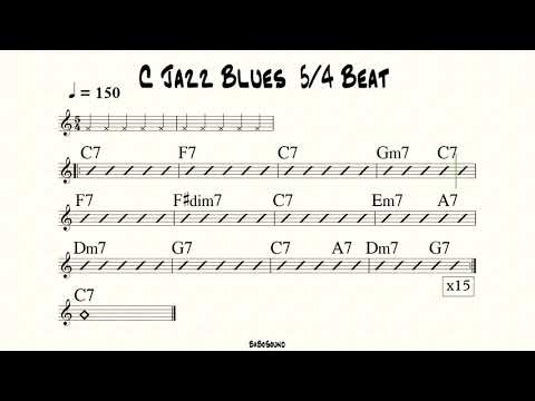 C Jazz Blues 5/4 Beat Style Backing Track (BPM 150)