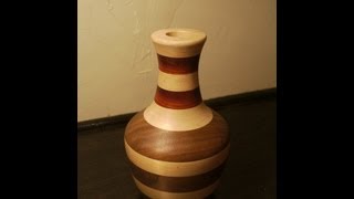 Turning a laminated wooden vase on the lathe