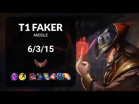 T1 Faker Twisted Fate vs Katarina MIDDLE - KR GRANDMASTER Patch 14.3