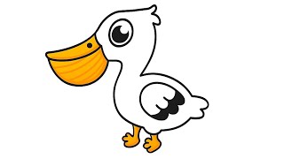 Easy Pelican Drawing for Kids | Step by Step Tutorial 🐦