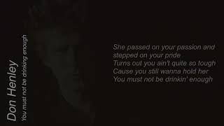 Don Henley   You must not be drinking enough