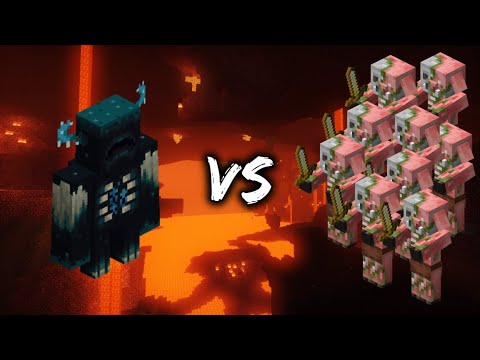 Minecraft Warden VS 100 Zombie Pigmen