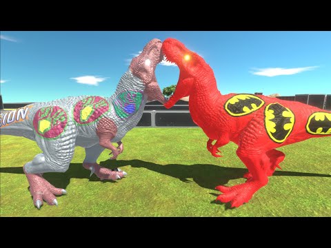 VISION T REX DEATH RUN vs RED BATMAN T REX - Animal Revolt Battle Simulator