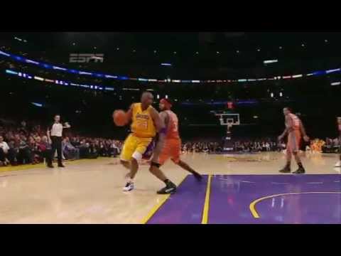 Kobe Bryant gets the reverse and-one! 2/17/12