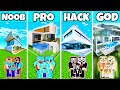 Minecraft: FAMILY PREMIUM LUXURY MANSION BUILD CHALLENGE - NOOB vs PRO vs HACKER vs GOD