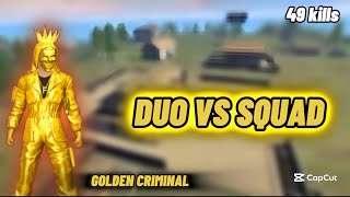 DUO VS SQUAD 🥵 BR RANKED 😼 GOLDEN CRIMINAL GAMEPLAY 🔥FREE FIRE 🤖 49 KILLS 😱