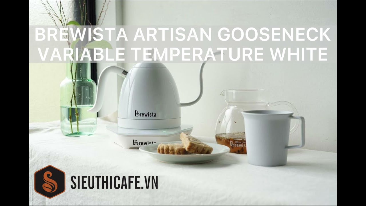 Ấm Rót Brewista Artisan Gooseneck Kiểm Soát Nhiệt Trắng 600ml