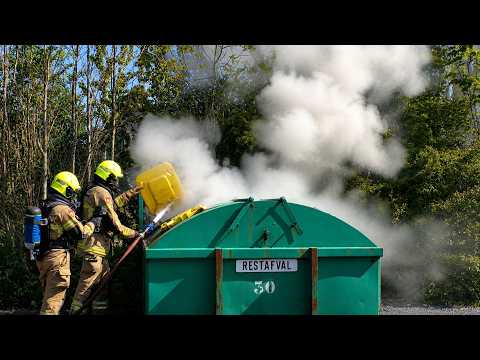 Brandweer Den Burg (Texel) blust containerbrand op de postweg in De Cocksdorp