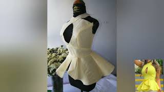 trazo plano de blusa con escote cruzado,  con peplum . blusas elegantes, blusas hermosas#diy