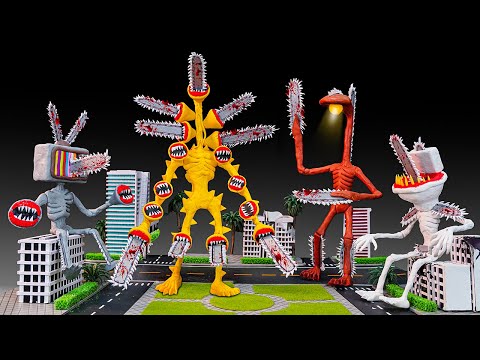 😱 All SIREN HEAD + CHAINSAW (Lvl 999 gold -Toilet -Light head -TV head) | Trevor Henderson with Clay