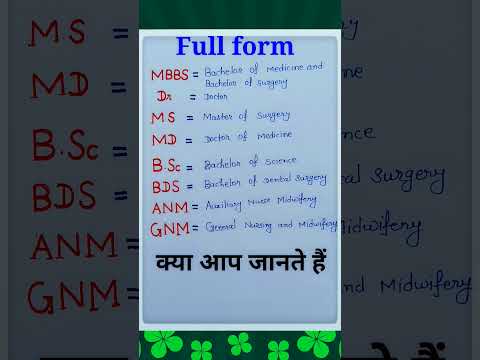 MBBS|MS|MD|BSc|BDS|ANM|GNM full form#shorts #trending