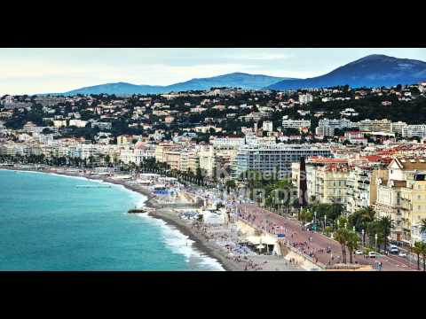 France, Nice, 15.09.2015: Top view on the Promenade des Anglais, nice beach, Negresco hotel