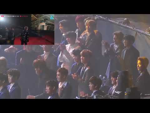 Fancam Idols reaction to  EXO WIN KWAVE POPULARITY AWARD @ SMA 2018