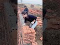 Red brick house wall masonry process