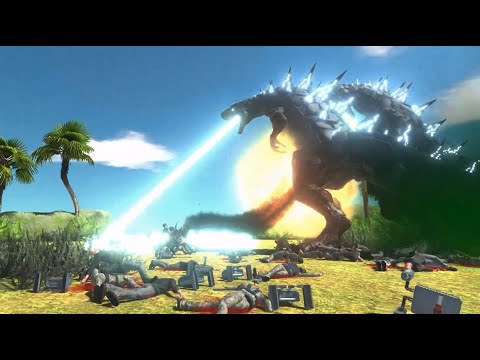 Dinosaurs Godzilla Attack Human Advanced Army - Animal Revolt Battle Simulator 1000