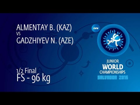 1/2 FS - 96 kg: N. GADZHIYEV (AZE) df. B. ALMENTAY (KAZ), 7-0