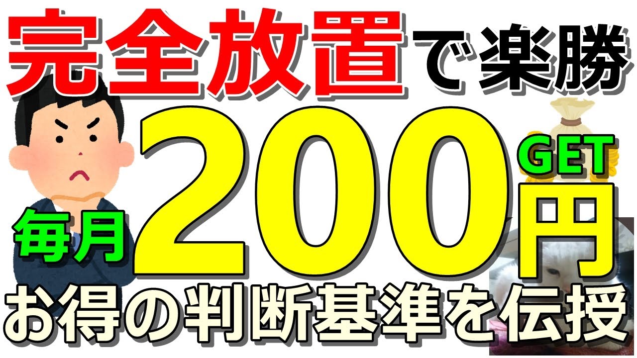 【不労所得】完全放置！誰でも毎月200円獲得可能！お得活動の実施判断基準も伝授！【ad】