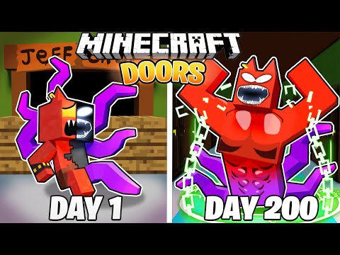 I Survived 200 DAYS as the DOORS in HARDCORE Minecraft!