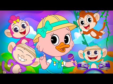 La Patita Lulú y Los Patiamigos - Cinco Monitos | Canciones Infantiles
